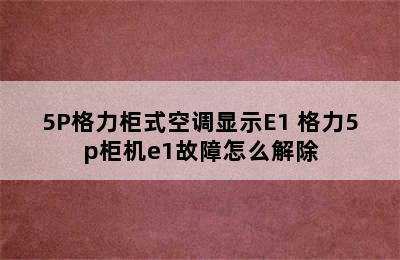 5P格力柜式空调显示E1 格力5p柜机e1故障怎么解除